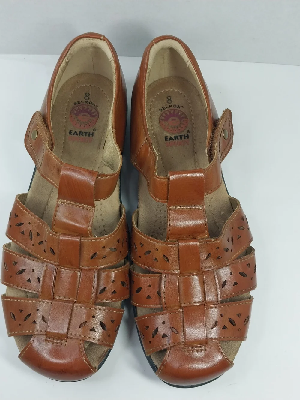 Earth Spirit Sandal Womens 8 Brown Fisherman Closed Toe Slip On Casual Leather - Picture 3 of 12